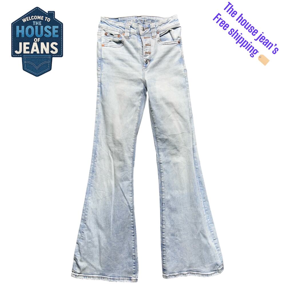 American Eagle Flare Jeans Women’s Size 2 Regular Light Wash Next Level Stretch